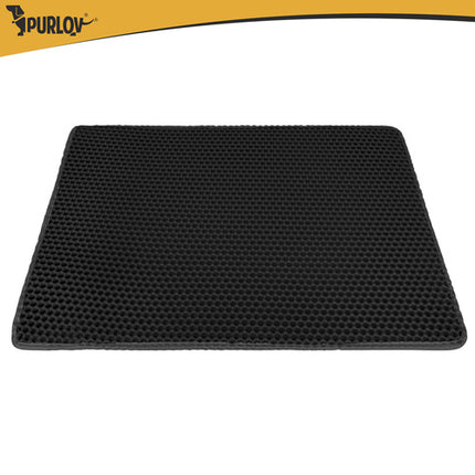 Purlov Kattenbakmat - 75 x 55 cm - Zwart - Dubbellaags EVA-schuim
