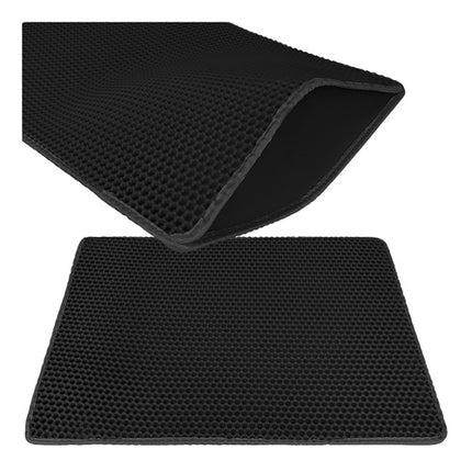 Purlov Kattenbakmat - 75 x 55 cm - Zwart - Dubbellaags EVA-schuim