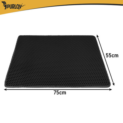 Purlov Kattenbakmat - 75 x 55 cm - Zwart - Dubbellaags EVA-schuim