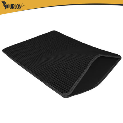 Purlov Kattenbakmat - 75 x 55 cm - Zwart - Dubbellaags EVA-schuim