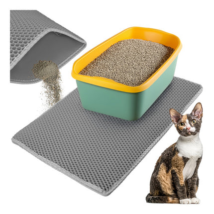 Purlov Kattenbakmat - 75 x 55 cm - Grijs - Dubbellaags EVA-schuim