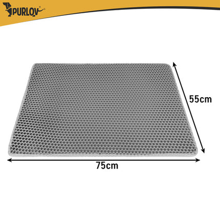 Purlov Kattenbakmat - 75 x 55 cm - Grijs - Dubbellaags EVA-schuim