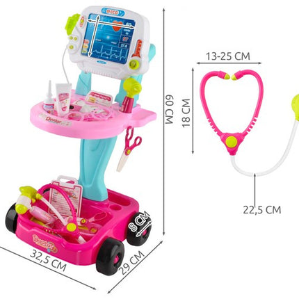 Kruzzel Little Doctor Set - Medische Dokterstrolley - 18-Delig - Roze