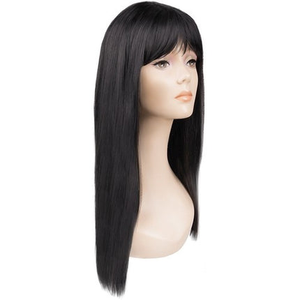Soulima Lange Damespruik met Pony - 67 cm - Zwart - Synthetisch Haar