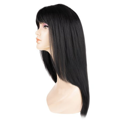 Soulima Lange Damespruik met Pony - 67 cm - Zwart - Synthetisch Haar