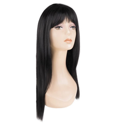 Soulima Lange Damespruik met Pony - 67 cm - Zwart - Synthetisch Haar