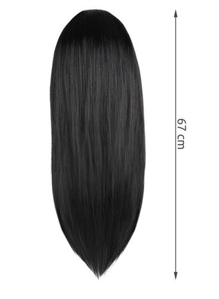 Soulima Lange Damespruik met Pony - 67 cm - Zwart - Synthetisch Haar
