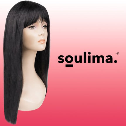 Soulima Lange Damespruik met Pony - 67 cm - Zwart - Synthetisch Haar