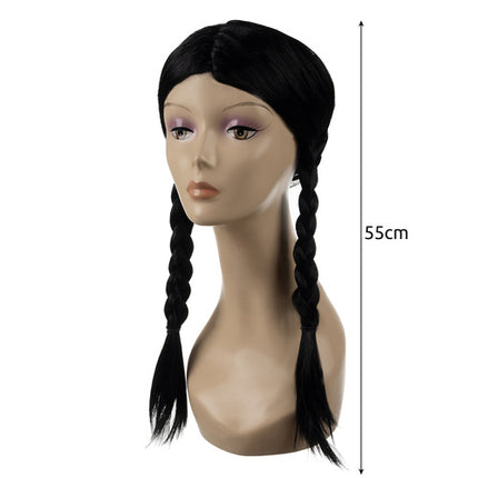 Soulima Lange Damespruik met Vlechten - 55 cm - Zwart