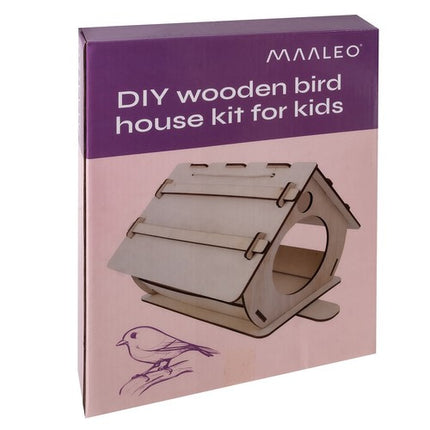 Maaleo Houten Vogelvoederhuisje - DIY Bouwset - Inclusief Verf - 32,5 cm