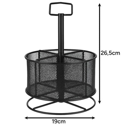 Maaleo Draaibare Bureau Organizer - Metalen Mesh - 4 Vakken - Zwart