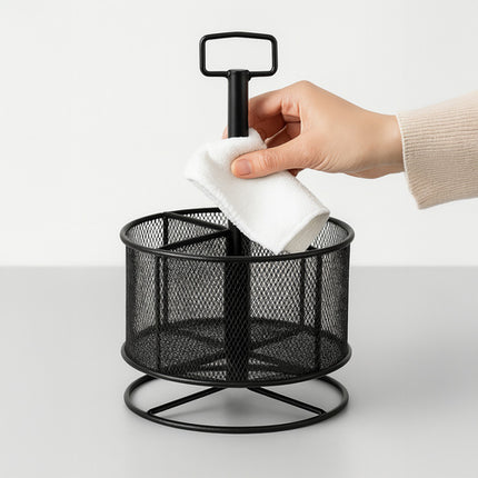Maaleo Draaibare Bureau Organizer - Metalen Mesh - 4 Vakken - Zwart