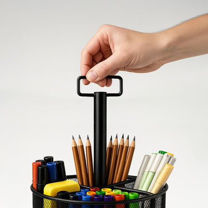 Maaleo Draaibare Bureau Organizer - Metalen Mesh - 4 Vakken - Zwart