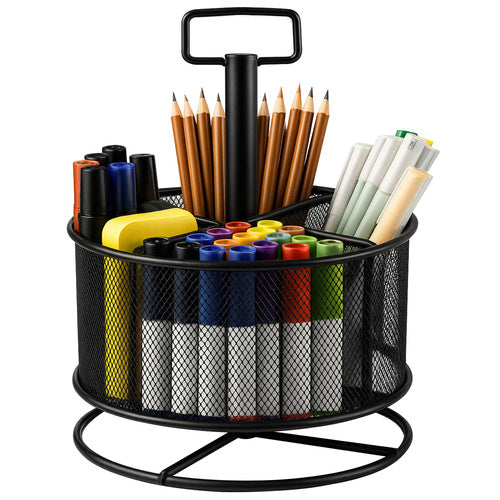 Maaleo Draaibare Bureau Organizer - Metalen Mesh - 4 Vakken - Zwart