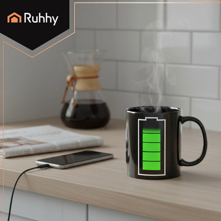 Ruhhy 22103 Magische Mok - Batterij - 330 ml - Kleurveranderend - Zwart