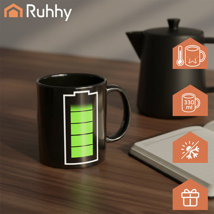 Ruhhy 22103 Magische Mok - Batterij - 330 ml - Kleurveranderend - Zwart