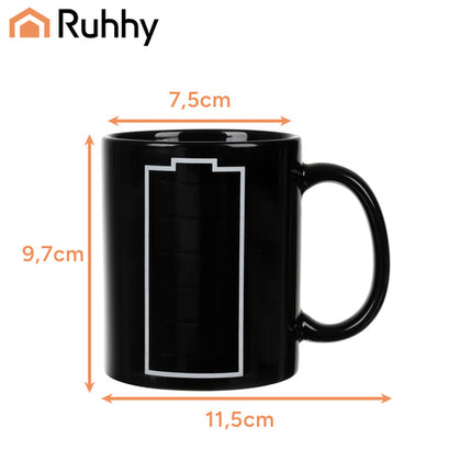 Ruhhy 22103 Magische Mok - Batterij - 330 ml - Kleurveranderend - Zwart