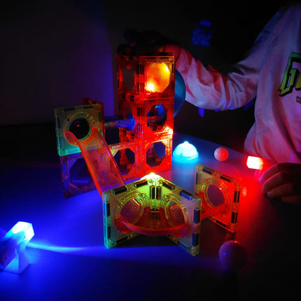 Iso Trade Magnetische Bouwstenen - 110 Delig - Ballenbaan met LED