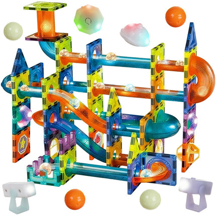 Iso Trade Magnetische Bouwstenen - 110 Delig - Ballenbaan met LED
