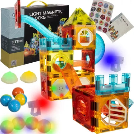 Kruzzel Magnetische Knikkerbaan - 77-delig - Inclusief Lichtgevende Elementen