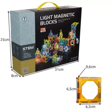 Kruzzel Magnetische Knikkerbaan - 77-delig - Inclusief Lichtgevende Elementen