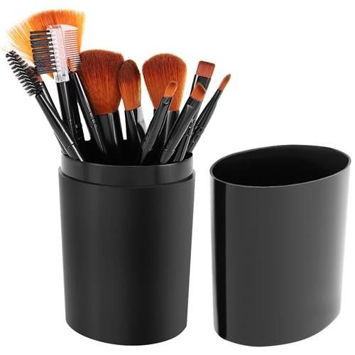 Soulima Make-up Kwastenset - 12-delig - Inclusief Etui - Zwart