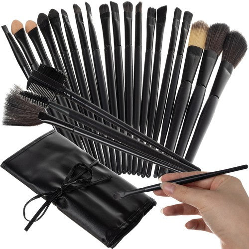 Soulima Make-up Kwastenset - 24-delig - Inclusief Etui - Zwart