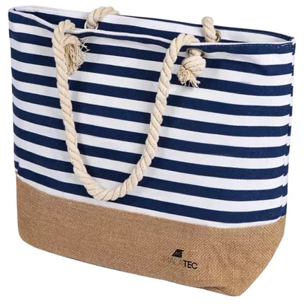 Malatec Strandtas - 22L - Nautische Stijl - Blauw/Wit