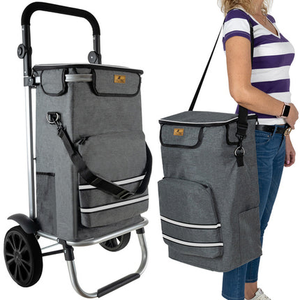 Malatec Opvouwbare Boodschappentrolley - 40 Liter - Met Thermovak - Grijs