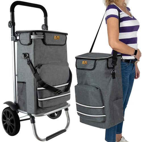 Malatec Opvouwbare Boodschappentrolley - 40 Liter - Met Thermovak - Grijs