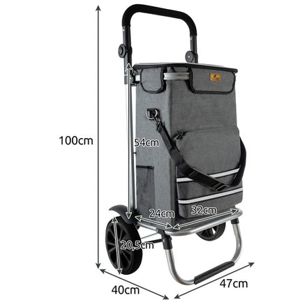 Malatec Opvouwbare Boodschappentrolley - 40 Liter - Met Thermovak - Grijs