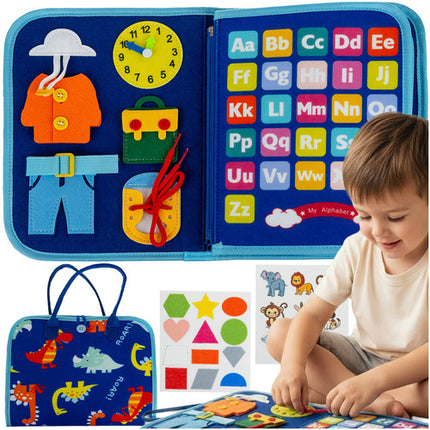 Kruzzel Manipulatief Viltboek - Dinosaurus Design - Educatief Speelgoed
