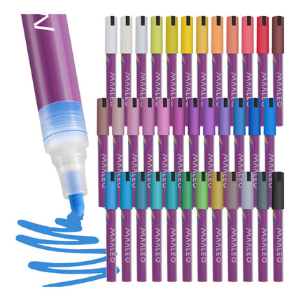 Maaleo Acrylmarkers Set - 36 Kleuren - Watervaste Decoratiestiften