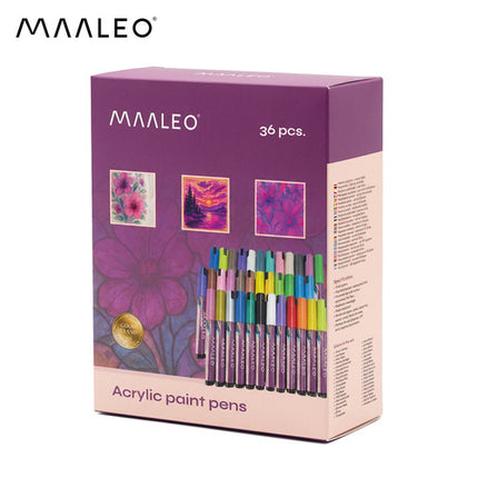 Maaleo Acrylmarkers Set - 36 Kleuren - Watervaste Decoratiestiften