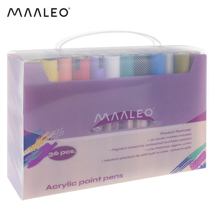 Maaleo Acrylmarkers Set - 36 Kleuren - Watervaste Decoratiestiften