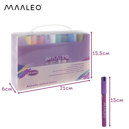 Maaleo Acrylmarkers Set - 36 Kleuren - Watervaste Decoratiestiften