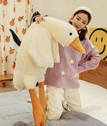 Kruzzel Pluche Gans Knuffel - 130 cm - XXL Knuffelkussen