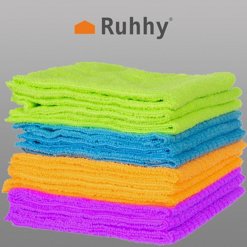 Ruhhy Microvezeldoeken Set - 12 Stuks - 30 x 30 cm - Verschillende Kleuren