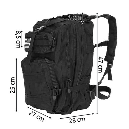 Trizand Militaire Rugzak XL - 35 Liter - Zwart - 47 x 28 x 27 cm