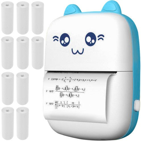 Izoxis Mini Fotoprinter - Draagbaar - Inclusief 11 Rollen - Wit/Blauw