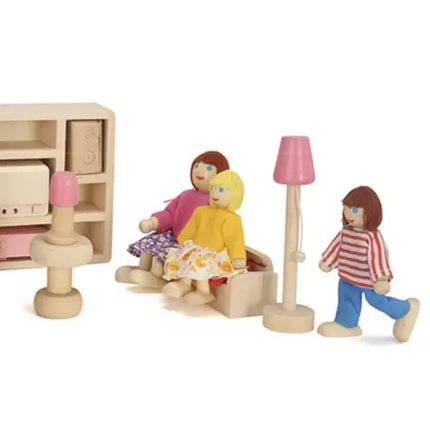 Kruzzel Poppenfamilie - 7-delige Houten Poppenset voor Poppenhuis