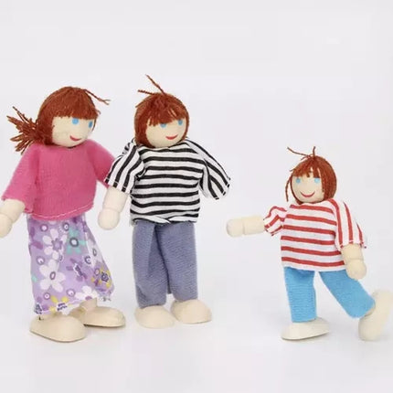 Kruzzel Poppenfamilie - 7-delige Houten Poppenset voor Poppenhuis