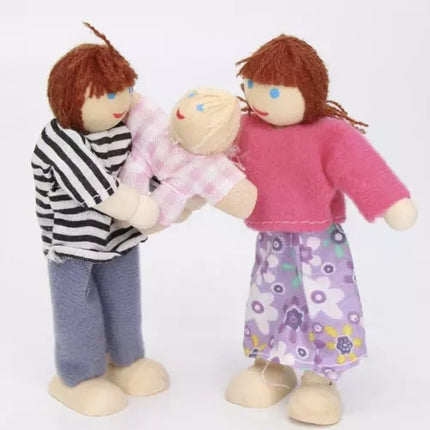 Kruzzel Poppenfamilie - 7-delige Houten Poppenset voor Poppenhuis