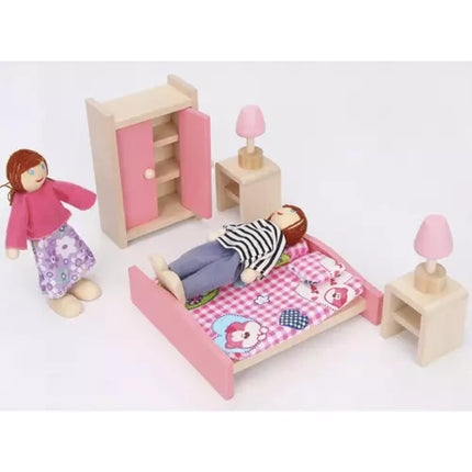 Kruzzel Poppenfamilie - 7-delige Houten Poppenset voor Poppenhuis