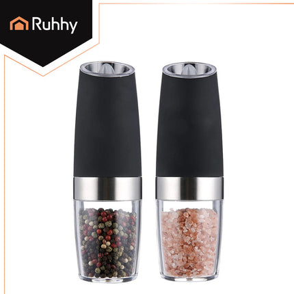 Ruhhy Elektrische Zwaartekracht Peper- en Zoutmolen Set – 2 Stuks – Met LED-Verlichting