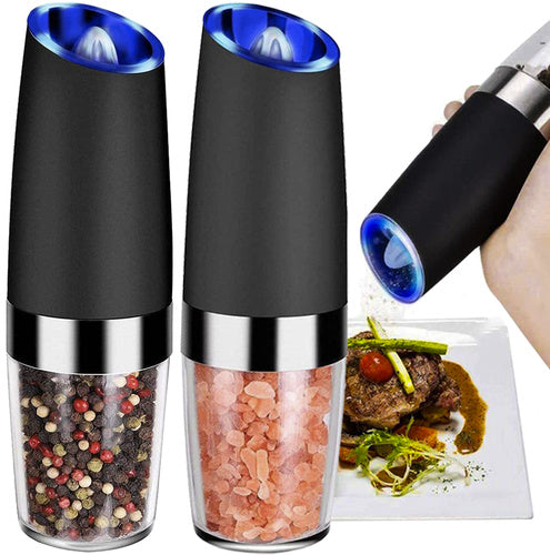 Ruhhy Elektrische Zwaartekracht Peper- en Zoutmolen Set – 2 Stuks – Met LED-Verlichting