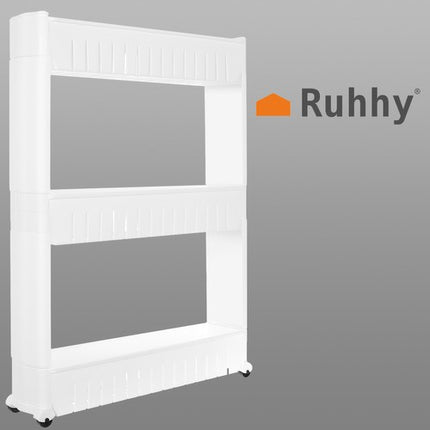 Ruhhy Verrijdbaar Keukenrek - 3-Laags - Smal - 72,5 x 12,5 x 54,5 cm - Wit