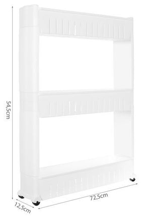 Ruhhy Verrijdbaar Keukenrek - 3-Laags - Smal - 72,5 x 12,5 x 54,5 cm - Wit
