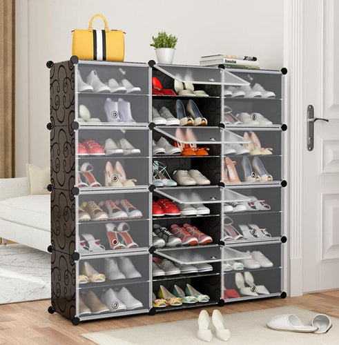 Modulair Schoenrek - 6 Niveaus - Met Kledinghanger - Zwart