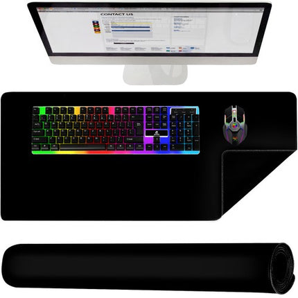 Izoxis Muis- en Toetsenbordmat XXL - 90 x 45 cm - Antislip - Zwart